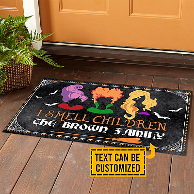 Personalized I Smell Children Funny Sanderson Sisters House Doormat - Custom Family Name Halloween Outdoor Doormat