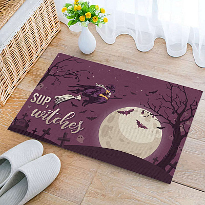 Sup Witches Halloween Decorations Witches Broom Doormat Entrance Indoor Outdoor Decorative Doormat