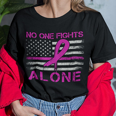 American Breast Cancer Awareness Month T-Shirt - In October We Wear Pink V-Neck Tee