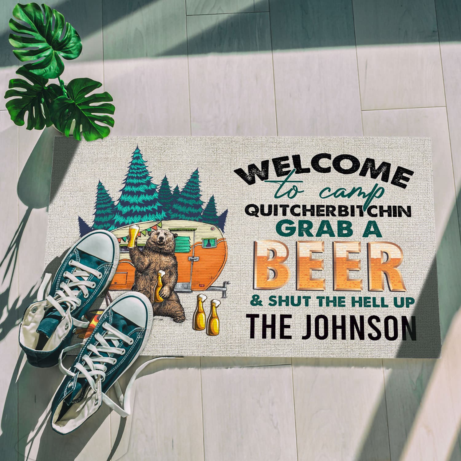 21 HG. Welcome To Camp (Sample design) Doormat mockup 5