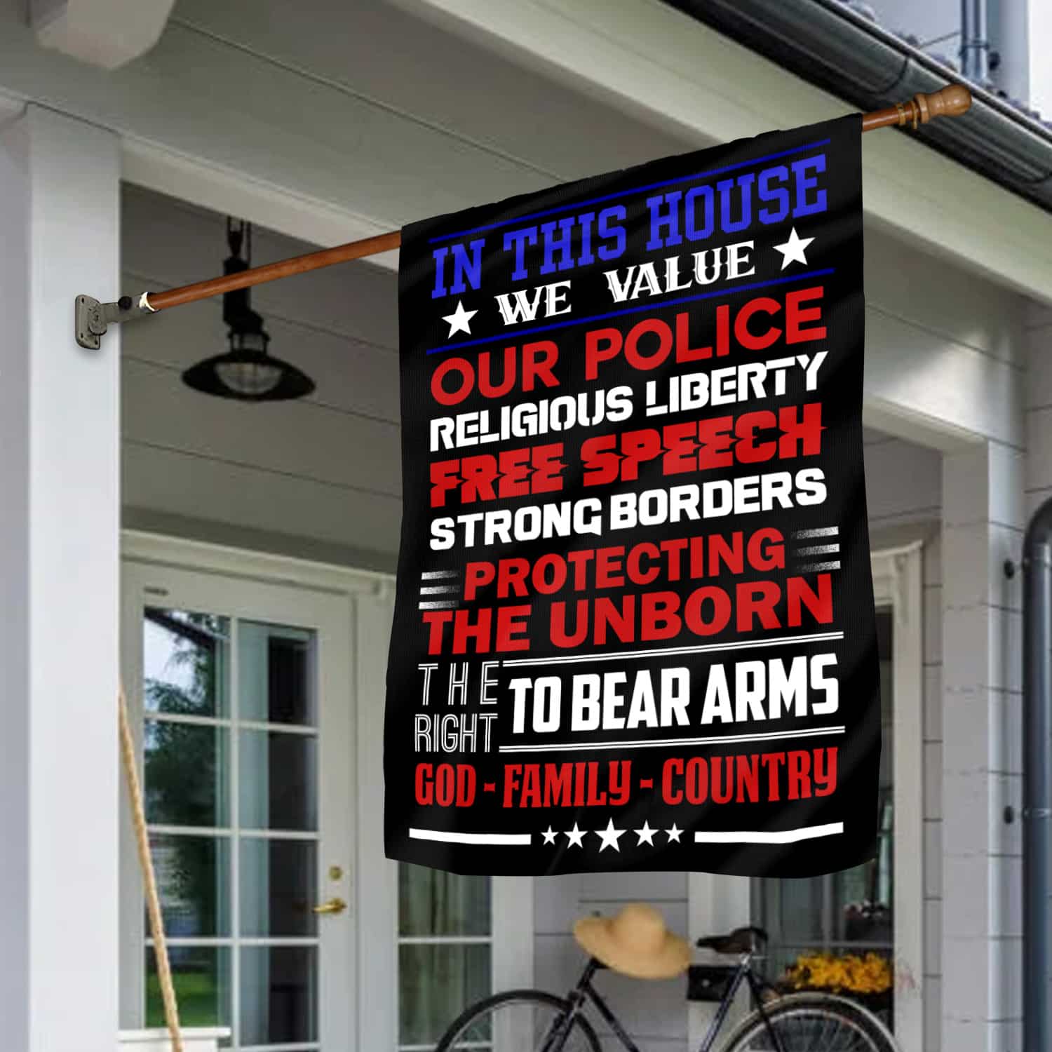 1LV. Value Police Flag 30x40 House Flag Mockup 1