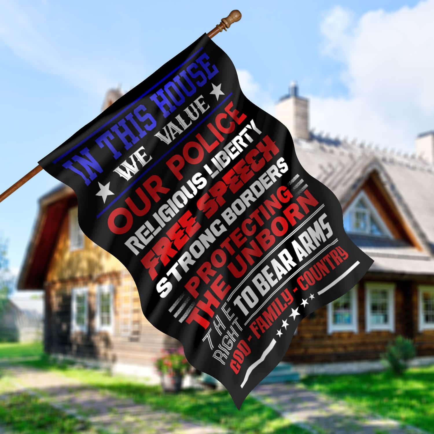 1LV. Value Police Flag 30x40 House Flag Mockup 5