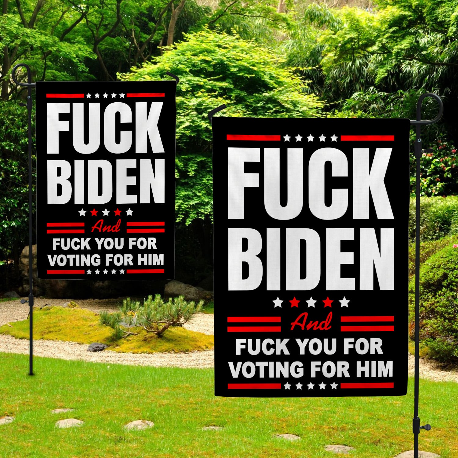 3KNG. Fuck Biden_30x40 Garden Flag Mockup 2 Side