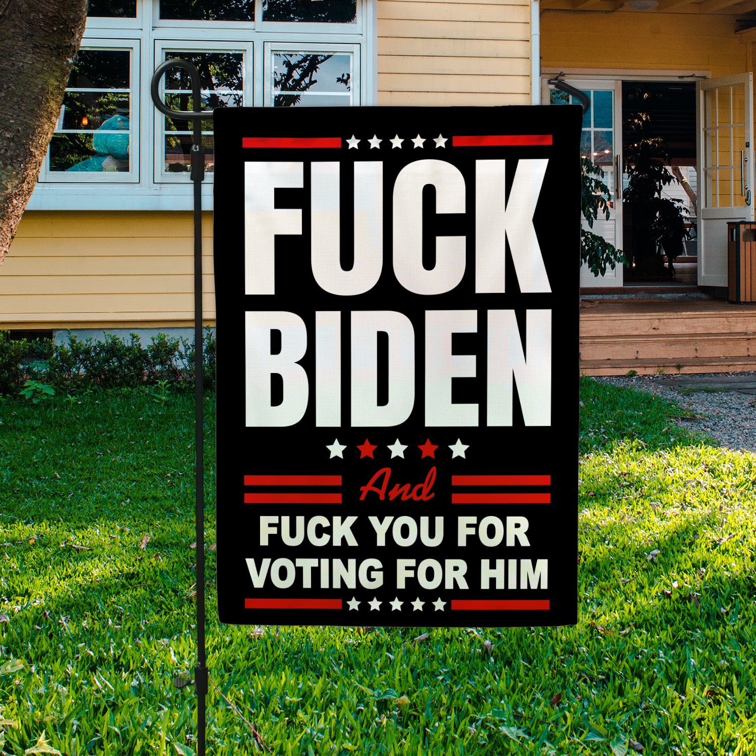 3KNG. Fuck Biden_30x40 Garden Flag Mockup 3
