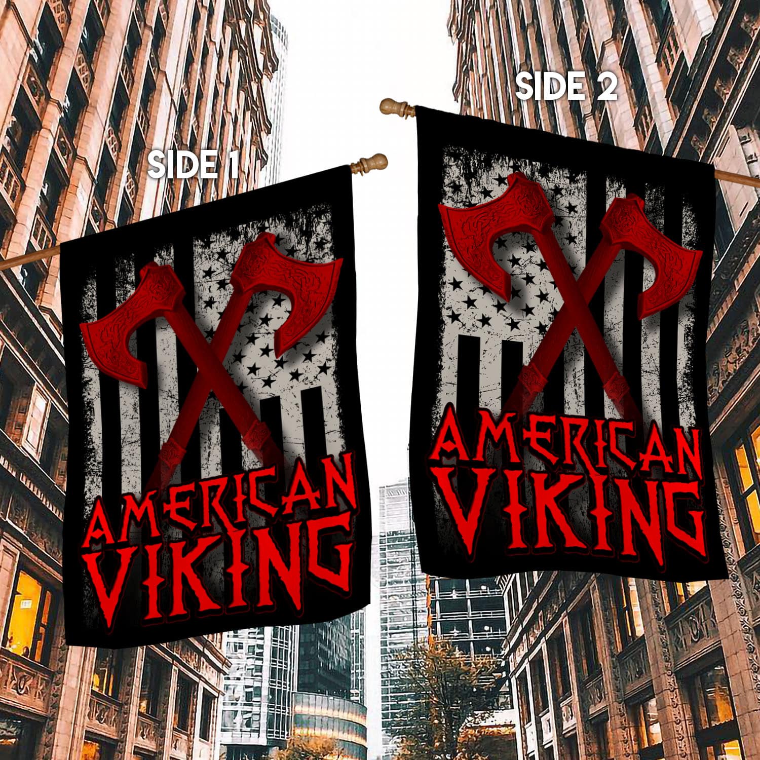 36 HG. Viking With Axe (5) 2 House Flag Mockup 2 Side-1