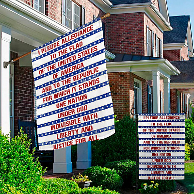 Alternative view of I Pledge Allegiance to the Flag of the United States of America House Flag - Outdoor Garden Flag