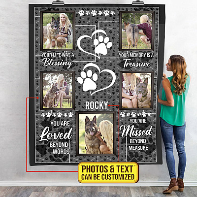 Alternative view of Personalized Photo Your Life Was a Blessing Your Memory is a Treasure Memorial Pet Fleece - Mink Sherpa - Woven Blanket