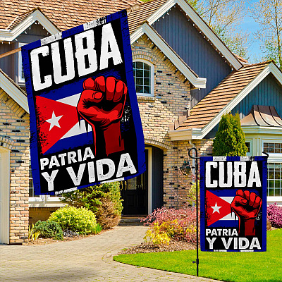 Alternative view of Free Cuba Flag Patria Y Vida Viva Cuba Libre Garden Flag - House Flag - Wall Flag