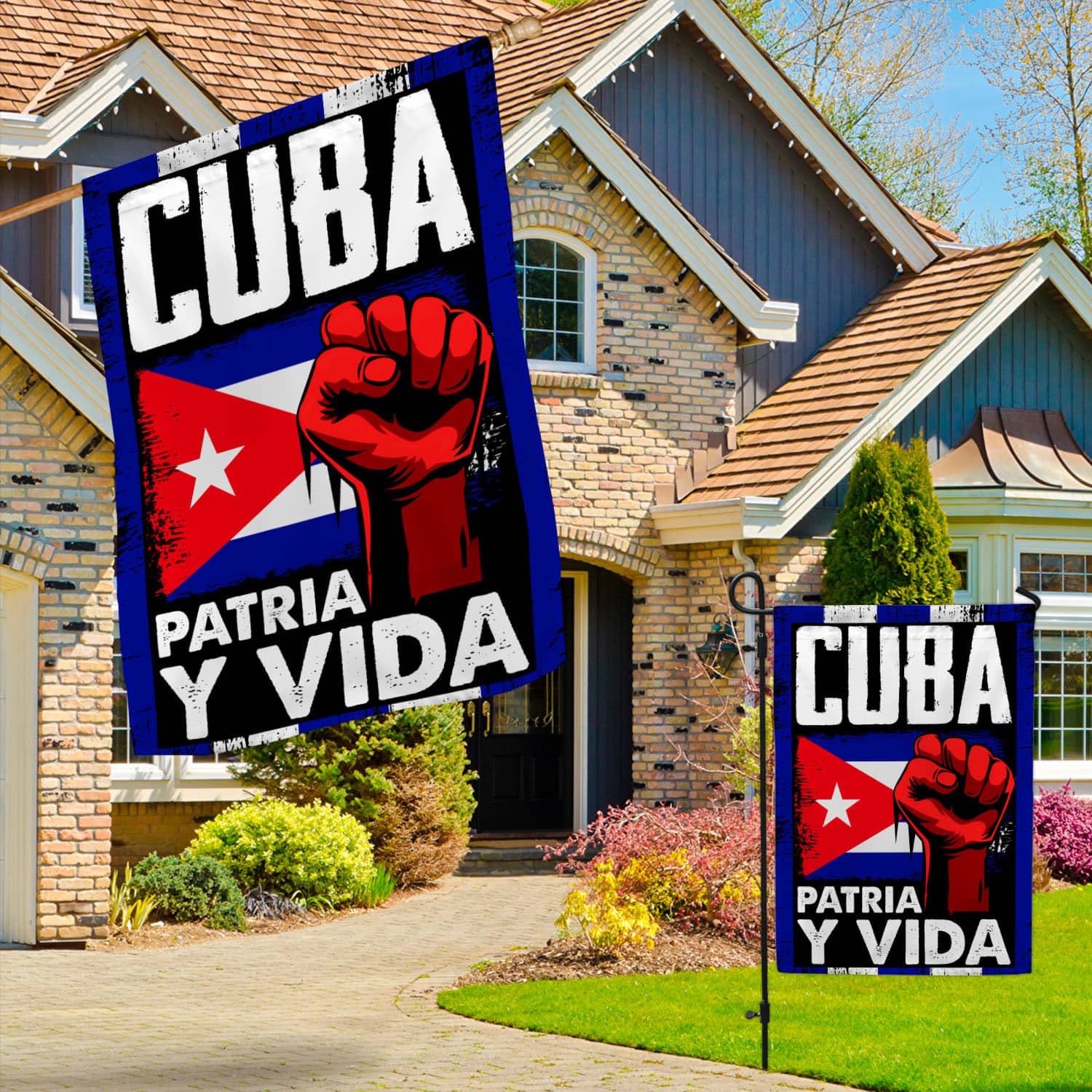 5KNG uu tien. Patria y Vida 30x40 Garden & House Mockup 3fx