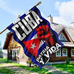 5KNG uu tien. Patria y Vida 30x40 House Flag Mockup 5