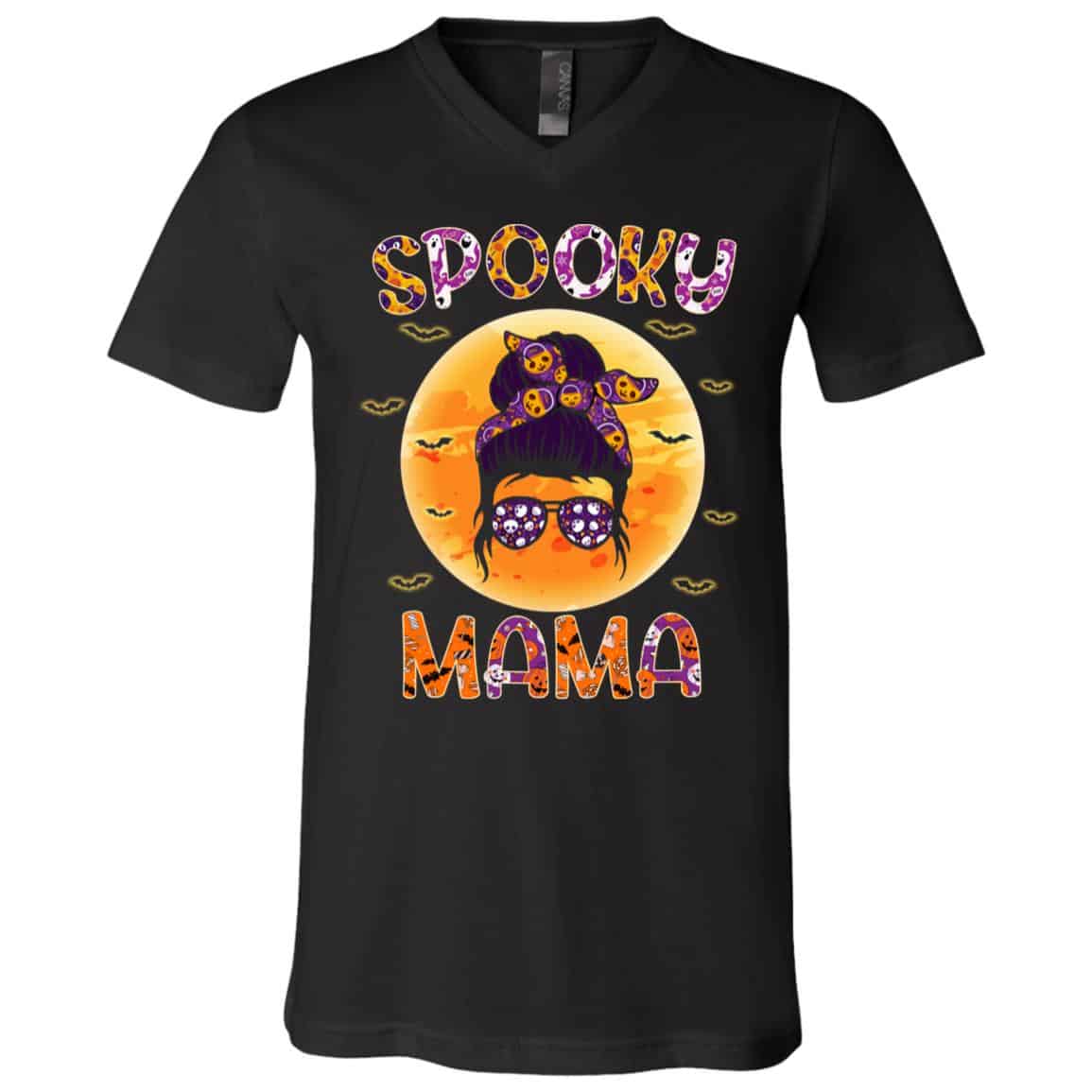 Spooky Mama Messy Tshirt, Black, V-Neck T-Shirt Spooky Mama Messy Tshirt, Black, V-Neck T-Shirt