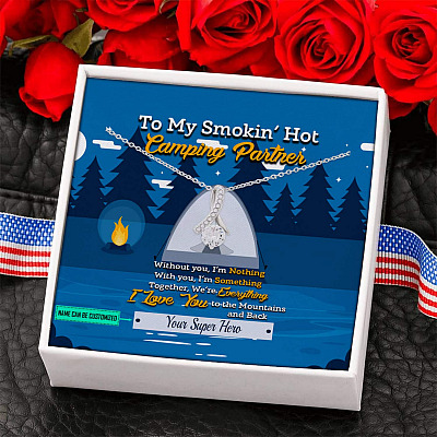 Alternative view of Personalized Saying To My Smokin’ Hot Camping Partner Buddies Couple Whisper Custom Alluring Beauty Necklace