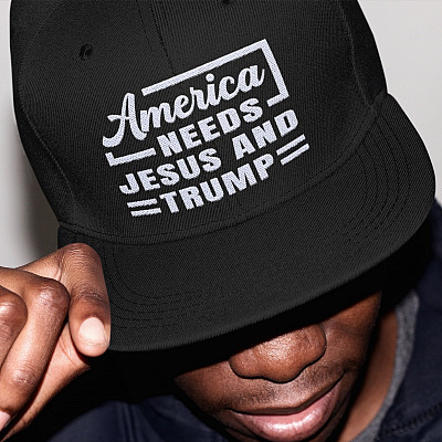 America Needs Jesus And Trump Twill Cap - Support Trump High-Profile Snapback Hat - Jesus Lover Trucker Hat