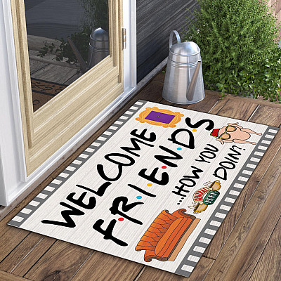 Alternative view of Welcome Friends How You Doin Outdoor Indoor Doormat - Funny Housewarming Gift Door Mat Home Decor Entry Rug