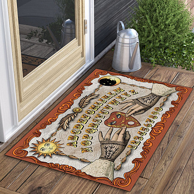 Alternative view of Ouija Board Sun And Moon Outdoor Indoor Doormat – Halloween Witch Devil Hippie Psychic Door Mat