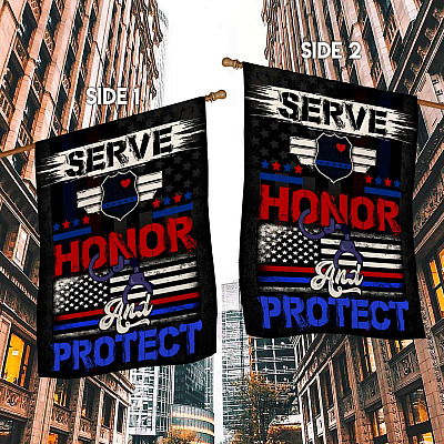 Alternative view of Police Officers Proud To Serve Honor Protect American Flag - Law Enforcement Officers Garden Flag - House Flag