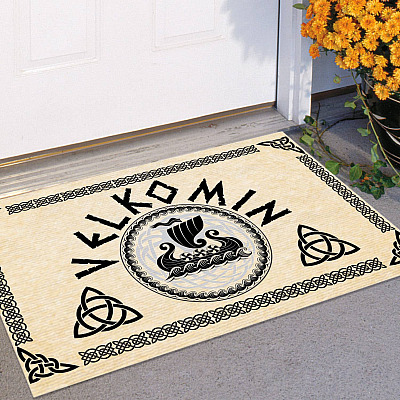 Alternative view of Old Norse Velkomin Viking Welcome Outdoor Indoor Doormat - Nordic Welcome Door Mat Rug - Housewarming Gift