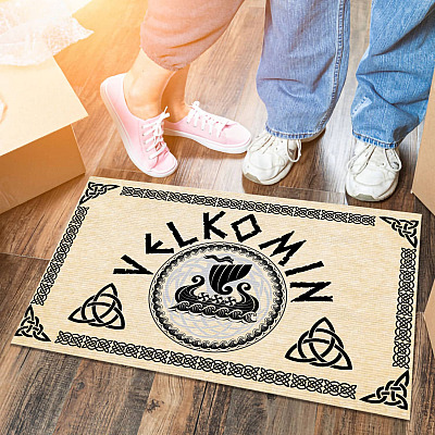 Old Norse Velkomin Viking Welcome Outdoor Indoor Doormat - Nordic Welcome Door Mat Rug - Housewarming Gift