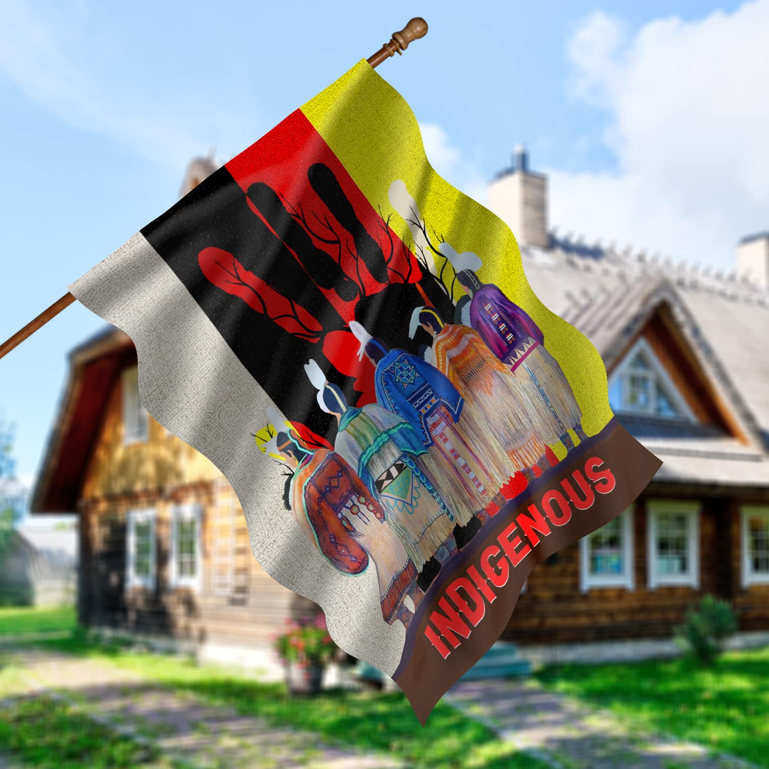 8KNG. Indigenous people 30X40 House Flag Mockup 5