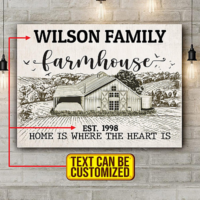 Alternative view of Personalized Family Name Farmhouse Canvas - Customized Farmhouse Wrapped Framed Canvas Prints - Unframed Poster