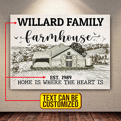 Personalized Family Name Farmhouse Canvas - Customized Farmhouse Wrapped Framed Canvas Prints - Unframed Poster