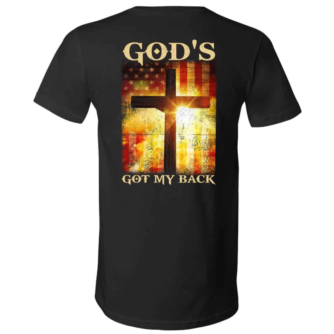 God's Got My Back Tshirt, Black, V-Neck T-Shirt God's Got My Back Tshirt, Black, V-Neck T-Shirt