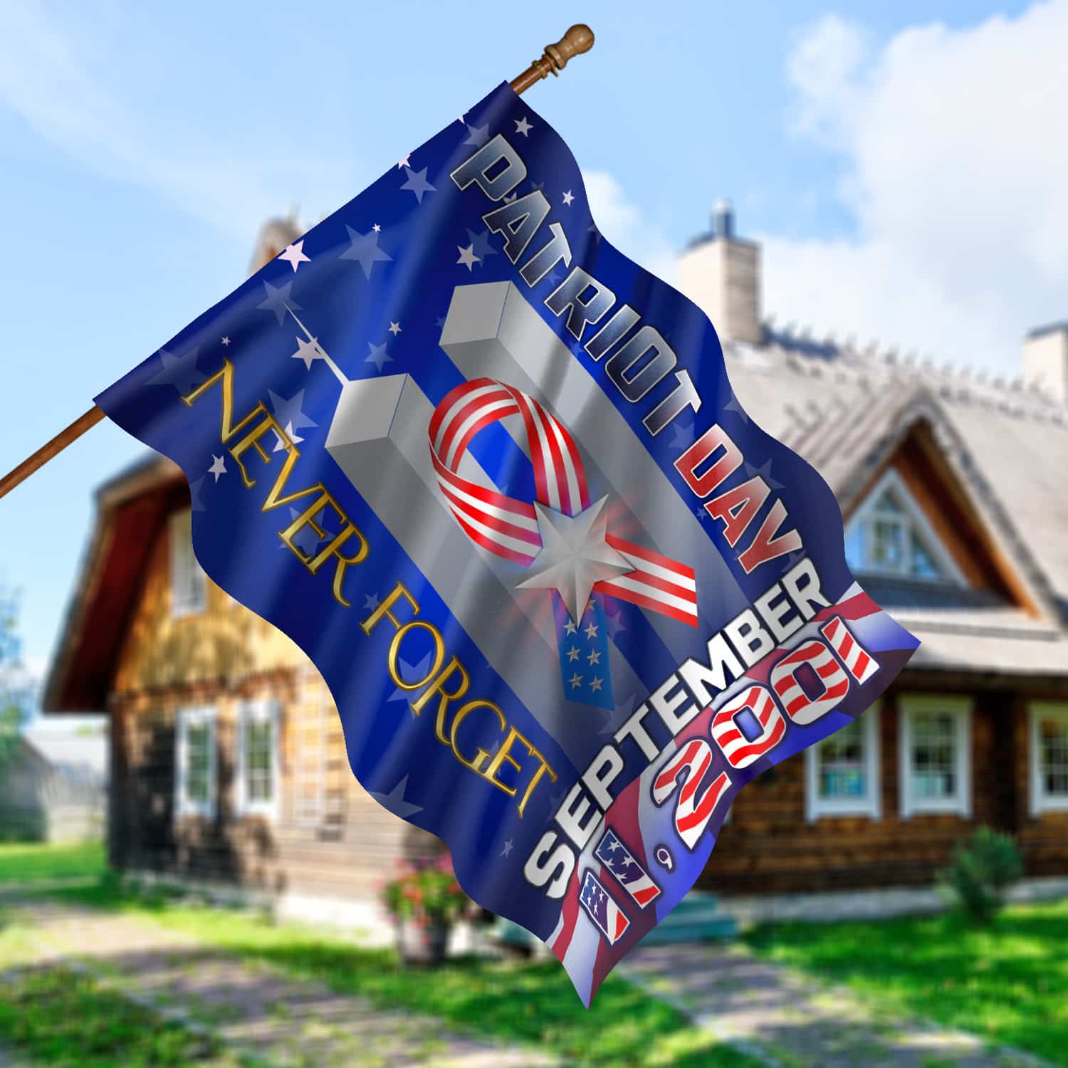 2KNG. Patriot ribbon 30x40 House Flag Mockup 5