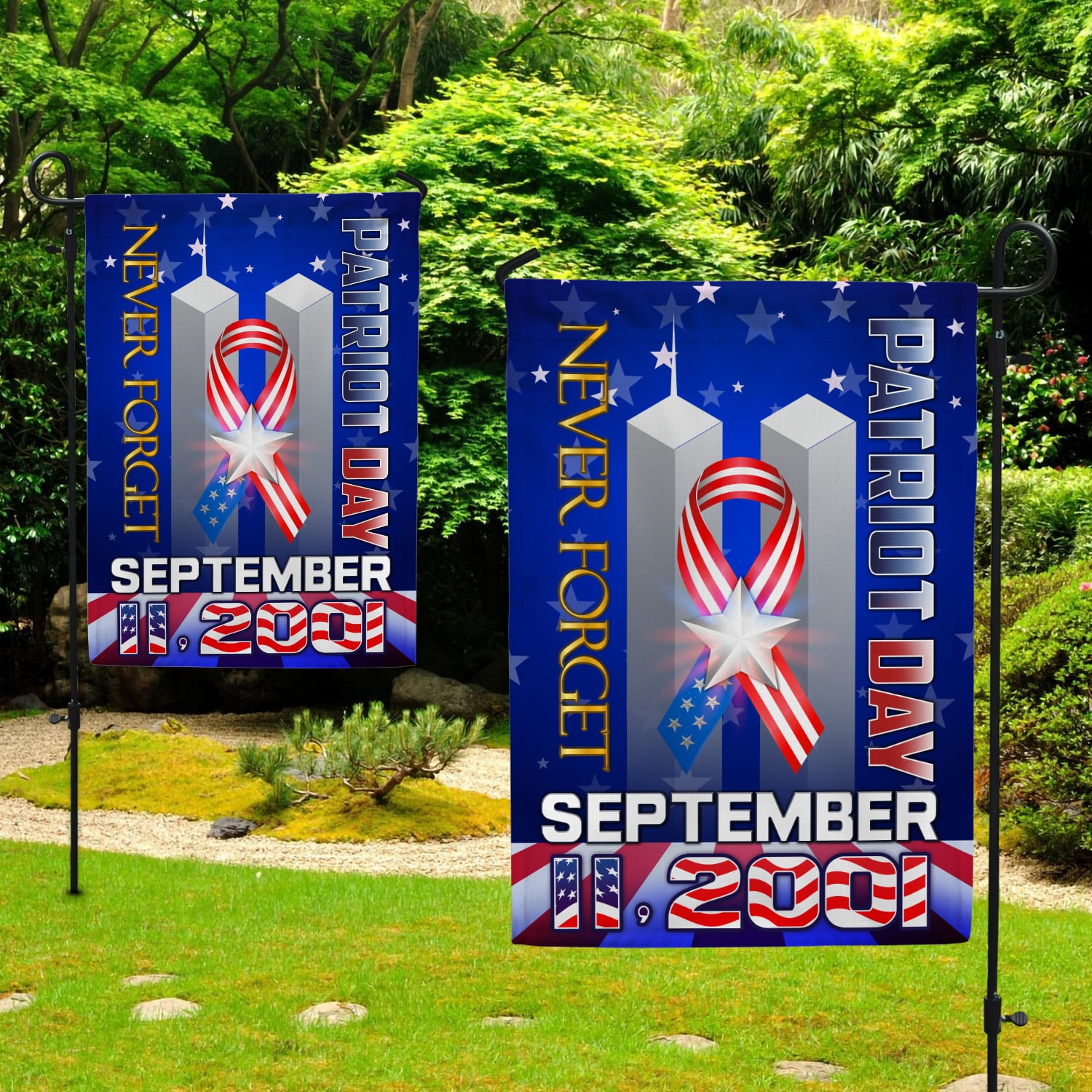 2KNG. Patriot ribbon 30x40 Garden Flag Mockup 2 Side