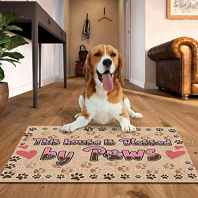 Alternative view of This House Is Blessed By Paws Dog Doormat - Dog Lover Indoor Outdoor Doormat - Dog Lover Gift Ideas