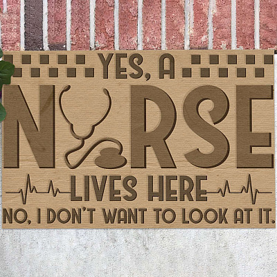 Nurse Lives Here Funny Welcome Indoor Outdoor Decorative Doormat