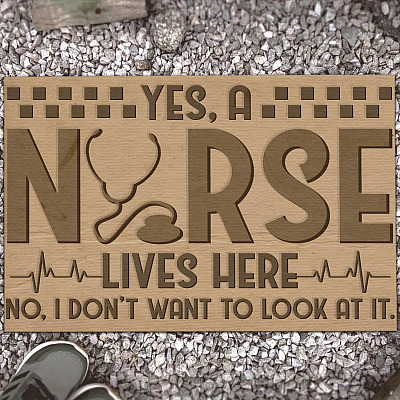 Alternative view of Nurse Lives Here Funny Welcome Indoor Outdoor Decorative Doormat