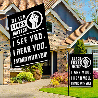 Alternative view of Black Lives Matter I See You I Hear You I Stand With You Hand Fist Up Garden Flag - House Flag - Wall Flag