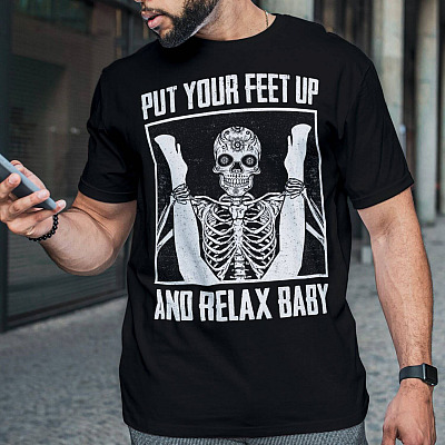 Alternative view of Put Your Feet Up And Relax Baby Funny Sugar Skull T-Shirt - Funny Skull Shirt