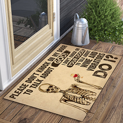 Alternative view of Please Don't Knock On My Door To Talk About God House Doormat - Outdoor Indoor Doormat