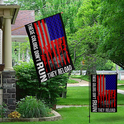 Alternative view of These Color Don't Run They Reload American Decorative Garden Flag - Indoor Outdoor Flag - House Flag