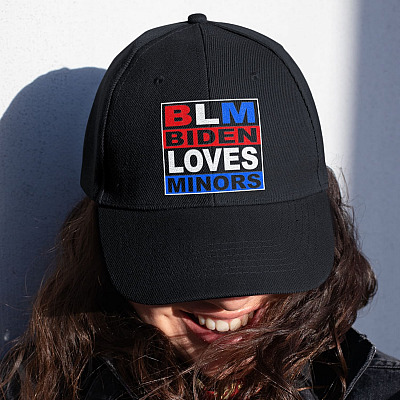 Biden Loves Minors BLM Twill Cap - High-Profile Snapback Hat - Trucker Hat - Funny Anti Biden Hat
