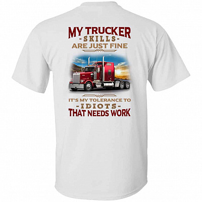 Trucker Skills tee, White, Unisex T-Shirt