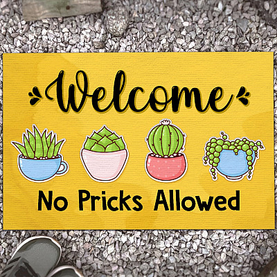 No Pricks Allowed Indoor Outdoor Decorative Doormat