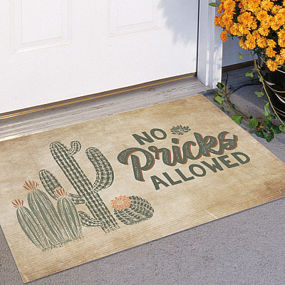 No Pricks Allowed Succulent Cactus Lovers Funny Indoor Outdoor Doormat
