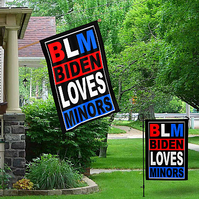 Alternative view of Biden Loves Minors BLM Outdoor Garden Flag - House Flag - Wall Flag - Funny Anti Biden Flag