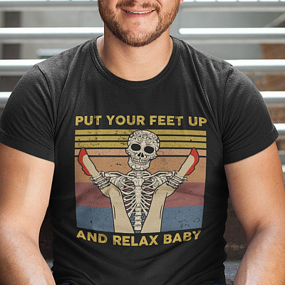 Alternative view of Put Your Feet Up And Relax Baby T-shirt - V-neck Tee - Funny Skeleton Skull Shirt