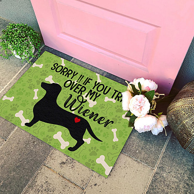 Alternative view of Sorry if You Trip Over My Wiener Doormat - Outdoor Indoor Doormat - Funny Dachshund Dog Doormat