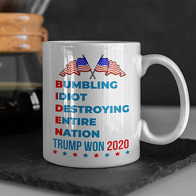 Alternative view of Biden Bumbling Idiot Destroying Entire Nation Coffee Mug - Beer Stein - Water Bottle - Color Changing Mug