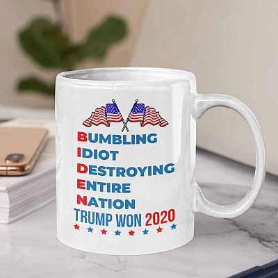 Biden Bumbling Idiot Destroying Entire Nation Coffee Mug - Beer Stein - Water Bottle - Color Changing Mug