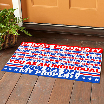 Alternative view of Private Property Do Not Knock On This Door To Talk About The Vaccine Funny House Doormat - Outdoor Doormat