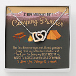 To My Smoking Hot Camping Partner Interlocking Hearts Pendant Necklace - Funny Camping Partner Gift - Interlocking Hearts Necklace