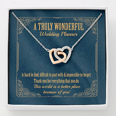 A Wonderful Wedding Planner Is Hard To Find Interlocking Hearts Pendant Necklace - Wedding Coordinator Gifts - Interlocking Hearts Necklace