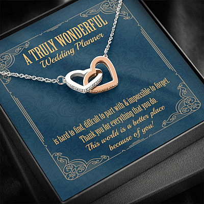A Wonderful Wedding Planner Is Hard To Find Interlocking Hearts Pendant Necklace - Wedding Coordinator Gifts