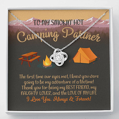 To My Smoking Hot Camping Partner Love Knot Pendant Necklaces - Funny Camping Partner Gift - Love Knot Necklace