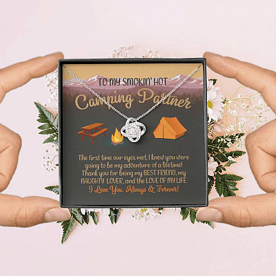 To My Smoking Hot Camping Partner Love Knot Pendant Necklaces - Funny Camping Partner Gift